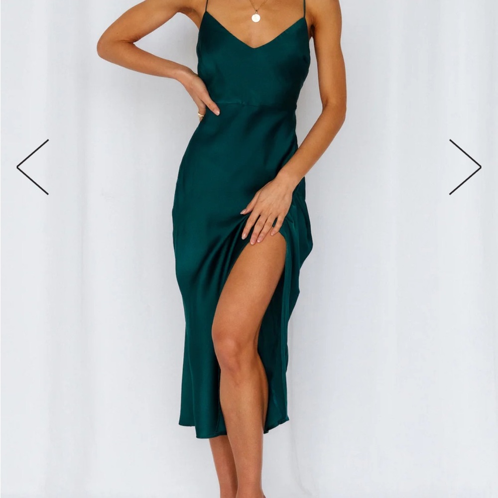 Hello Molly Green Midi Dress Satin